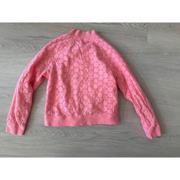 Janie and Jack Girls Size 8 Pink Eyelet Lightweight Jacket - Picture 2 of 2
